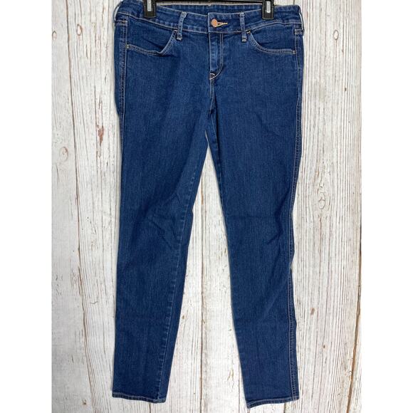 HM Skinny Low Waist Jeans Women Size 30 Dark Wash Blue Denim Stretch Minimalist - Picture 1 of 5